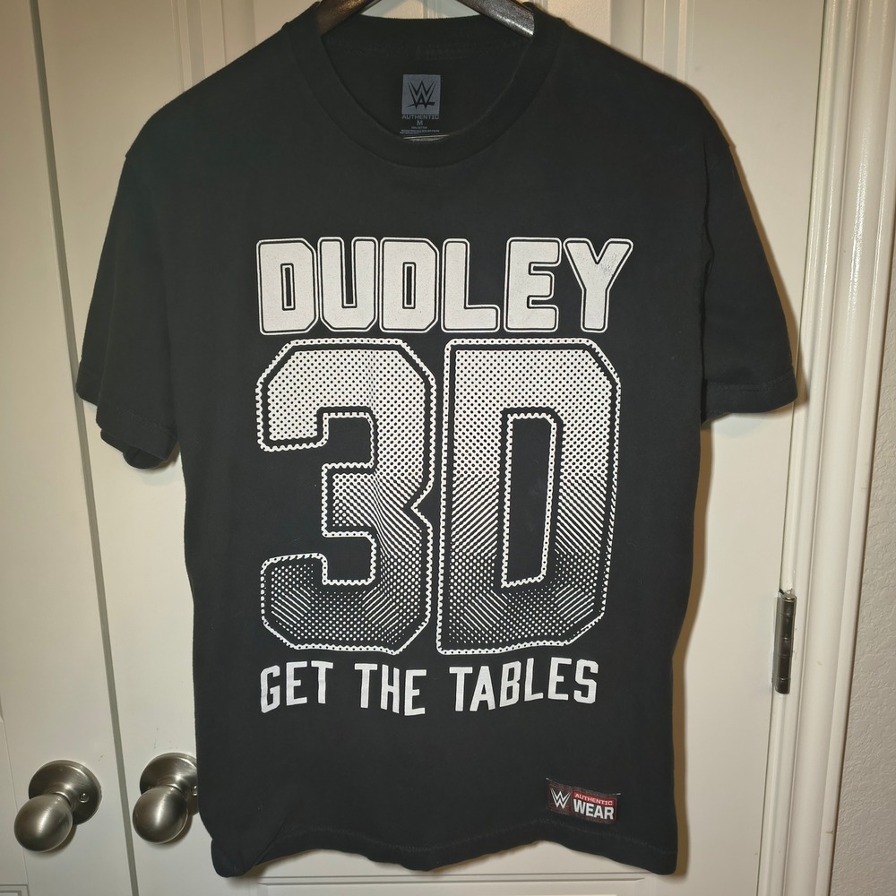 WWE Dudley Boyz T-Shirt Mens Medium Black Get The Tables 3D Authentic Wear Tee